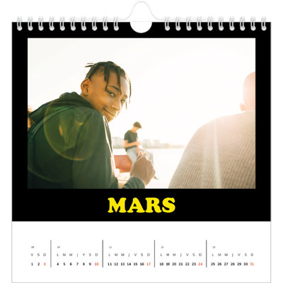 Calendriers annuels carré — Fun Typo [Mars]