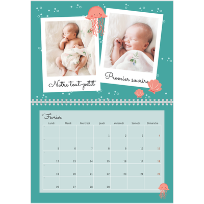 Calendrier photo A4 double (30 x 40 cm) — Mes petits animaux [Février]