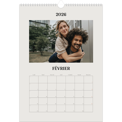 A3 Calendrier annuel — Ivoire simple [Février]