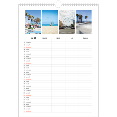 Calendrier familial A3 — Agenda simple - Famille de 4 [couverture]