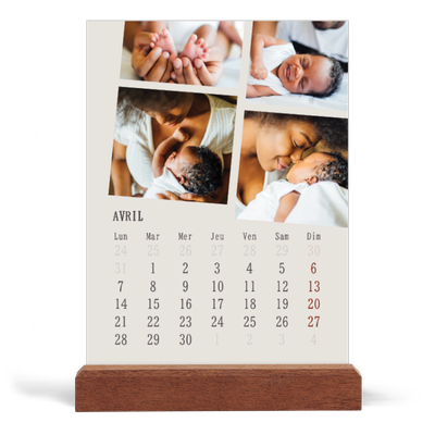 Calendrier de bureau support bois - portrait  — Souvenirs en mouvement [Avril]
