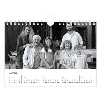 Calendrier photo A5 — Noir et blanc élégant
