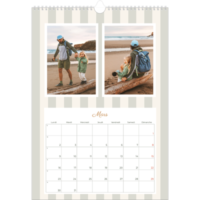A3 Calendrier annuel — Lettrages et rayures [Mars]