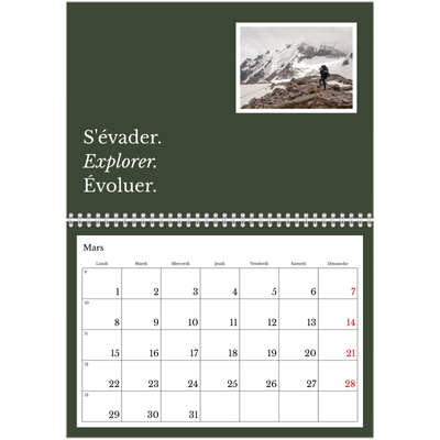 Calendrier photo A4 double (30 x 40 cm) — Terre éditoriale [Mars]