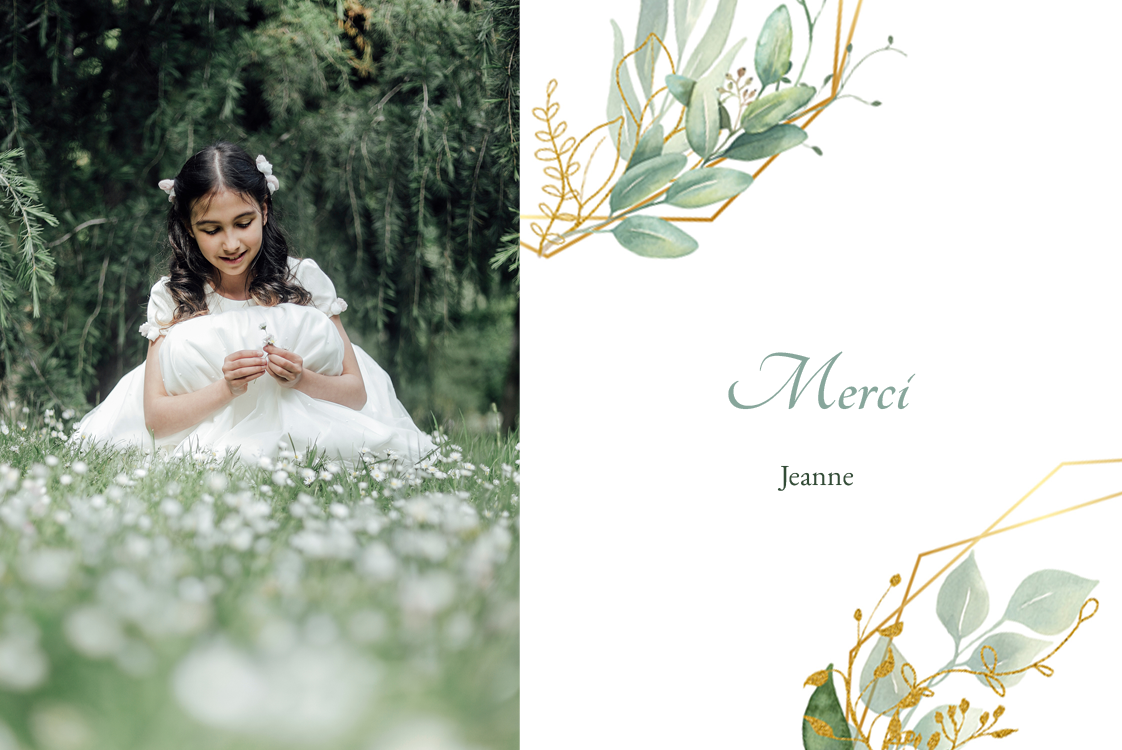 Carte de remerciement — Branche d'eucalyptus et d'or