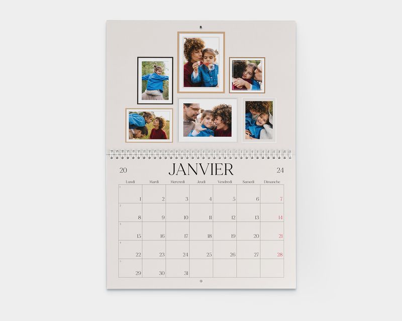Calendrier photo 2025 en différentes tailles Photobox